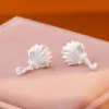 Wholesale 925 Silver Needle Shell Element Drop Earrings Luxury Minimalist Design Commute High-End Feelings Women's Geometric Pattern
