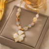 Wholesale Stainless steel pendant necklace with flower and butterfly design, clavicle chain