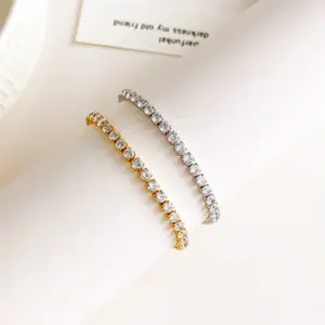 Wholesale PVD Coated 18K Gold Real Gold Plated Geometric 304 Stainless Steel Fashion Waterproof Non Tarnish 304 Stainless Steel Bracelets