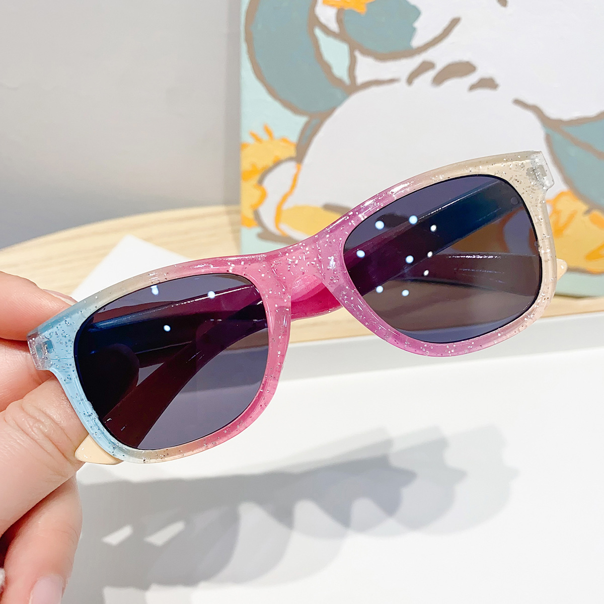 Wholesale Children's Sunglasses Female Cute European and American Trendyy Anti-Uv Rainbow Color High-End 3-6 Anti-Uv Kidsren's Sunglasses