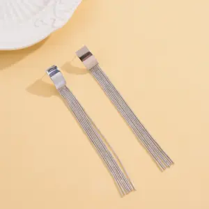 Wholesale Geometric Tassel Drop Earrings For Women In White K Plated Copper With UV Plating And 0.03µm Thickness