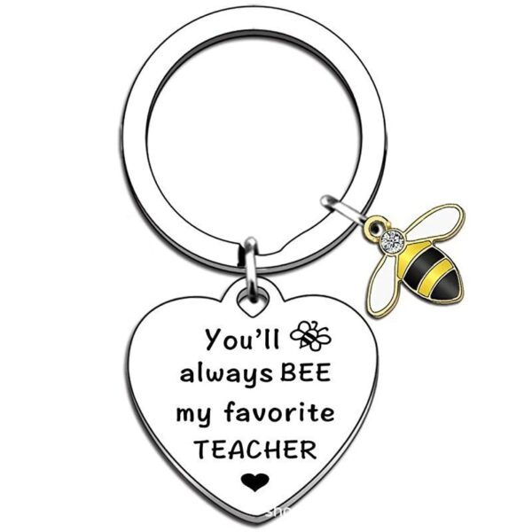 oly-800f040f8f4b1f27312dd79685f21421 Wholesale Selling Apple Bee Pink Diamond Gift for Relatives and Friends Thanksgiving Gift Peach Heart Stainless Steel Keychain