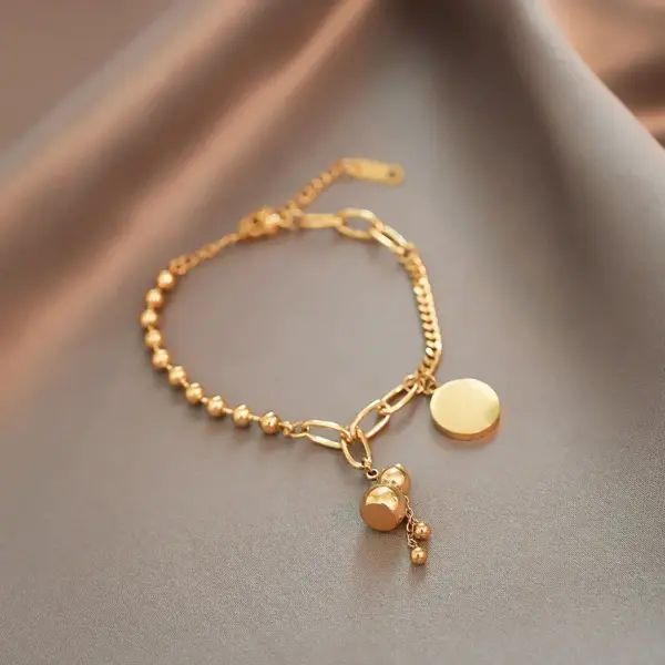 Wholesale Retro Ethnic Style Small Gourd Bracelet Women's Court Style 18K Rose Gold Titanium Steel Jewelry Accessories Hip Hop Handwear