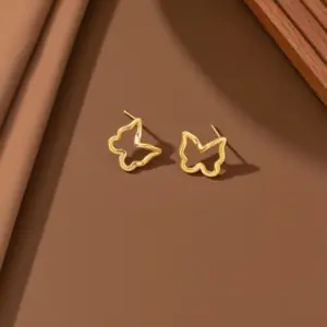 E03208-Hollow Butterfly-Earrings- Gold