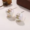 Wholesale Hypoallergenic Letter Stud Earrings For Women In Copper With KC Golden Plated UV Plating And Zircon Inlay