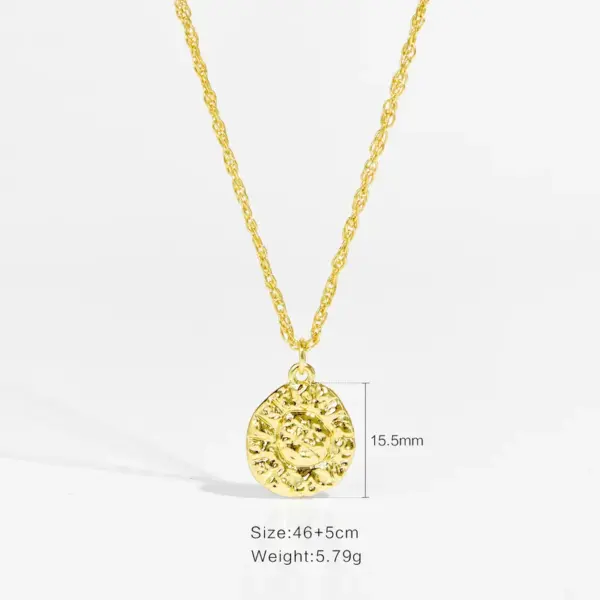 Wholesale Light Luxury Style 18K Gold Plated Zircon Texture Cross Pendant Necklace Retro Versatile Daily Classic Collarbone Chain