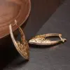 Wholesale Retro Fashion Zirconium Stone Earrings Hollow Pattern Geometric Shape Copper Plated Real Gold Ear Hook