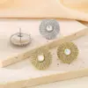Wholesale Ion Plating (IP) 18K Gold Plated Round 304 Stainless Steel Vintage Style Waterproof Non Tarnish Ear Studs