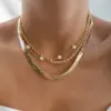 Wholesale PVD Coated 18K Real Gold Plated Geometric 304 Stainless Steel 316L Stainless Steel French Style IG Style Waterproof Non Tarnish Surgical Steel Plating Necklace