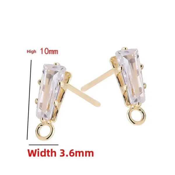 Wholesale Handmade Geometric Stud Earrings In Copper With 14K Real Gold Plating And Zircon Inlay, Featuring 925 Sterling Silver Ear Pins
