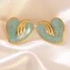 Wholesale 304 Stainless Steel Plastic Heart Shape Plated Imitation Gold IG Style Cute Exaggerated Enamel Gold Ear Studs