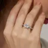 Wholesale Geometric Claw Setting Ring For Women In Copper With White K Water Plating And Zircon Inlay