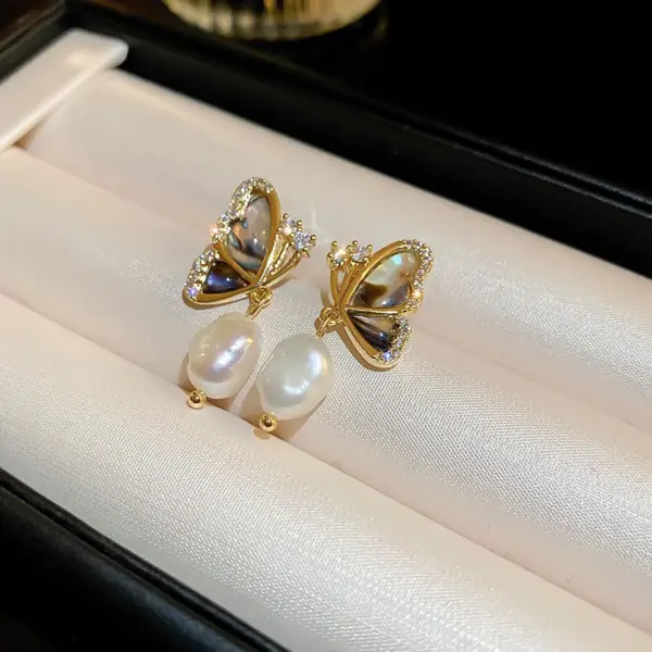 Wholesale Hypoallergenic Butterfly Stud Earrings For Women In Copper With Zircon Inlay
