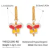 Wholesale PVD Coated Real Gold Plated 18K Gold Butterfly 304 Stainless Steel Modern Style Pastoral Waterproof Non Tarnish Drop Earrings