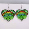 Wholesale arrival St. parcret festival earrings Irish green lucky grass rainbow love acrylic earrings