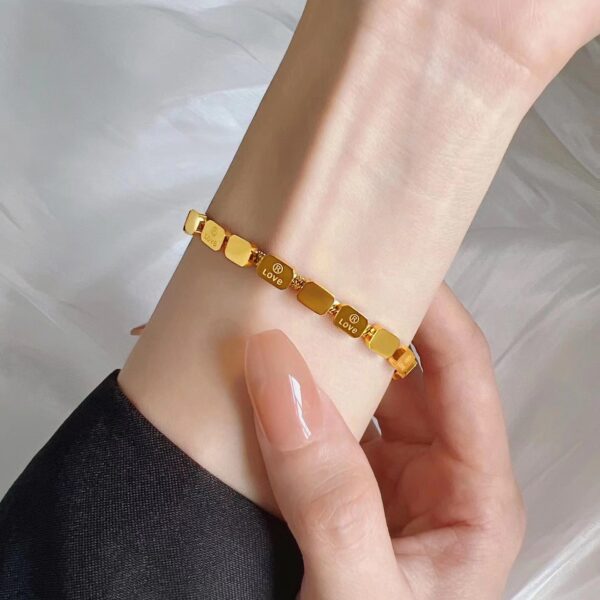 Wholesale LOVE Square Snake Bone Bracelet for Women Retro Niche Design High-grade Feeling Bracelet Titanium Steel Color-free