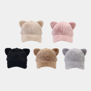 Wholesale Autumn and winter New cute cartoon light board cat ears baseball cap girls' college style plush all-match peaked cap fashion