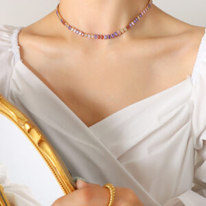 P1163-Color zircon necklace -37cm