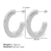 Wholesale 304 Stainless Steel C Shape Oval PVD Coated Real Gold Plated 18K Gold Simple Style Waterproof Non Tarnish Plating Ear Studs
