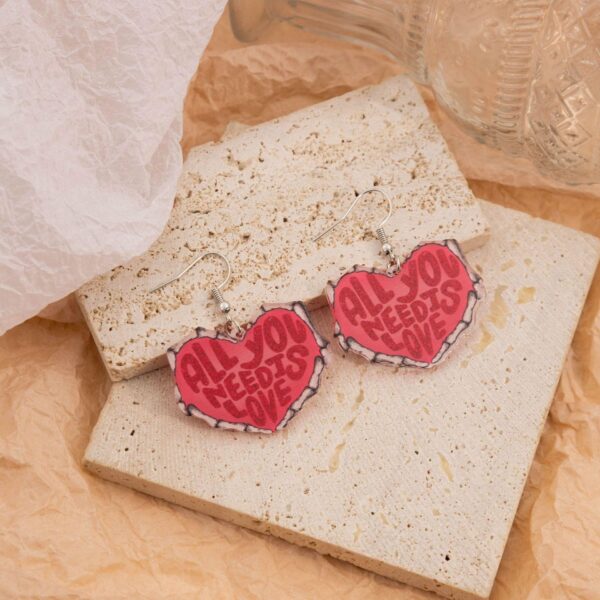 Wholesale Valentine's Day Heart Dwarf Earrings Flamingo Love Semicircle Plaid Acrylic Earrings for Women