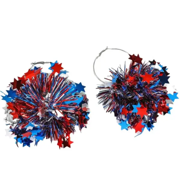 Wholesale Star-shaped Hoop Earrings For Women Metal Material Minimalist American National Day Celebration Jewelry Accessories