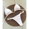 oly-80b3675aa86f7874a782b308298447f3 Wholesale A20 Halter Bikini Swimsuit Breast Gathering Sexy Metal Buckle Triangle Women's Solid Color Separates Swimsuit