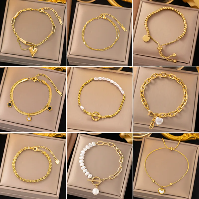 Wholesale PVD Coated Real Gold Plated Geometric Heart Shape Titanium Steel Classic Style Waterproof Non Tarnish Slider Clasp Closure Lobster Trigger B