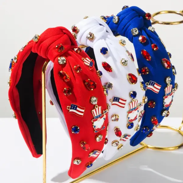 oly-80beb982bba52fa7f9e64110a2898ed2 Wholesale Casual Women's American Flag Alloy Cloth Alloy Crystal Hair Band