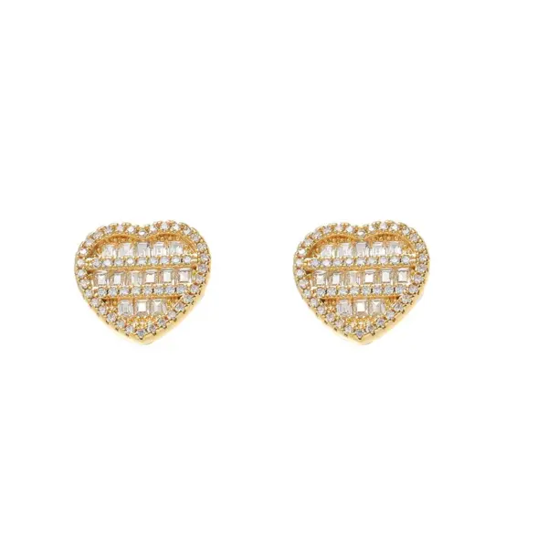 Wholesale New Love Heart Shaped Earrings Five Layers Full Zircon Round Square Mixed Style Copper Material Unisex Hip Hop Style Jewelry
