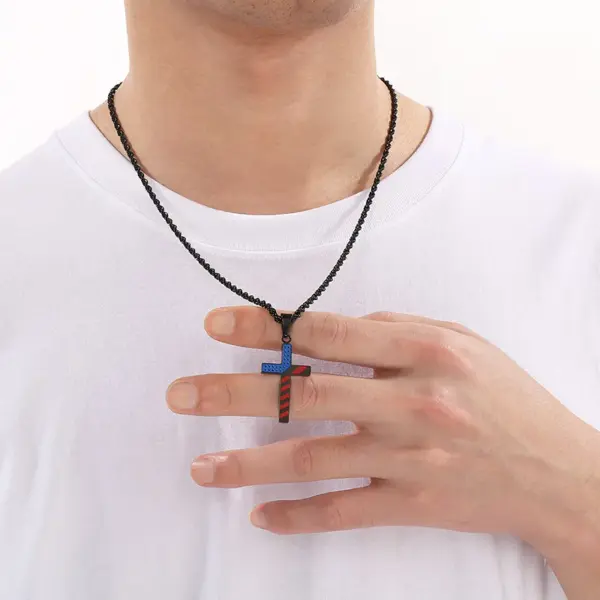 Wholesale 1 Piece 33*20mm 600*3mm 304 Stainless Steel 18K Gold Plated Cross American Flag Pendant Chain