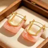 Wholesale Geometric Stud Earrings For Women, Waterproof Non Tarnish 304 Stainless Steel With 18K Real Gold Plated PVD Coating And Resin Inlay