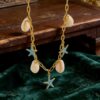 Wholesale Stainless Steel Seashell & Starfish Necklace — Vintage Enamel-Accented Ocean-Themed Clavicle Chain — Vacation-Style Necklet with Starfish Pendant