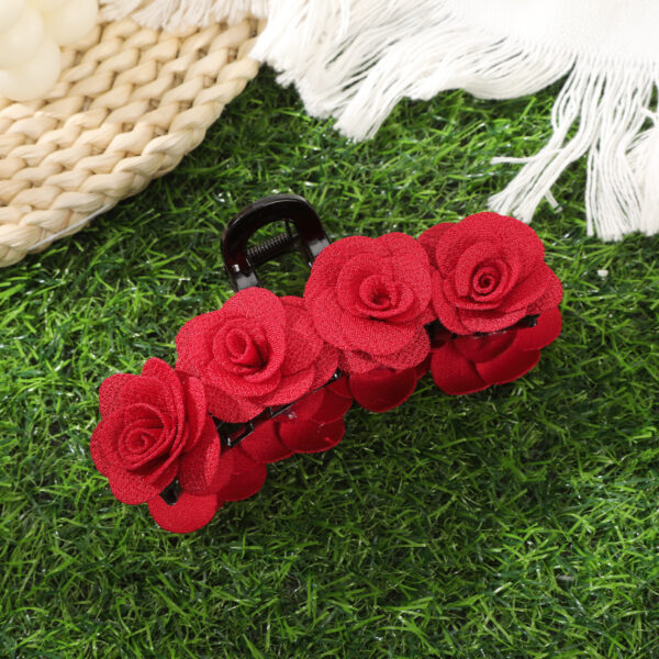 oly-80e314ae199c54864c3458b8ea8a9eeb Wholesale Autumn and Winter Flocking Rose Grab Clip Back Head Disc Hair Red Hairpin Headwear Valentine's Day