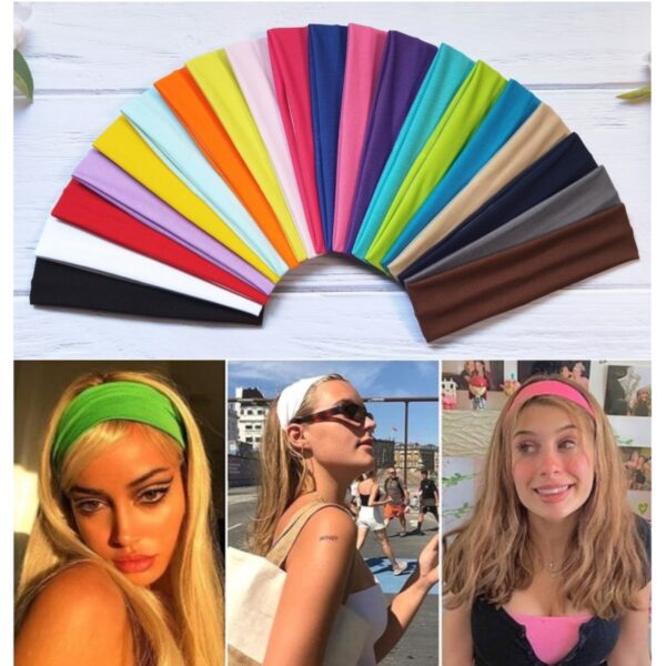 Wholesale Popular Pure Color High Elastic Headband Yoga Sports Headband Hair Accessories Sweat-Absorbent Headscarf Headband Wide-Brimmed Headband