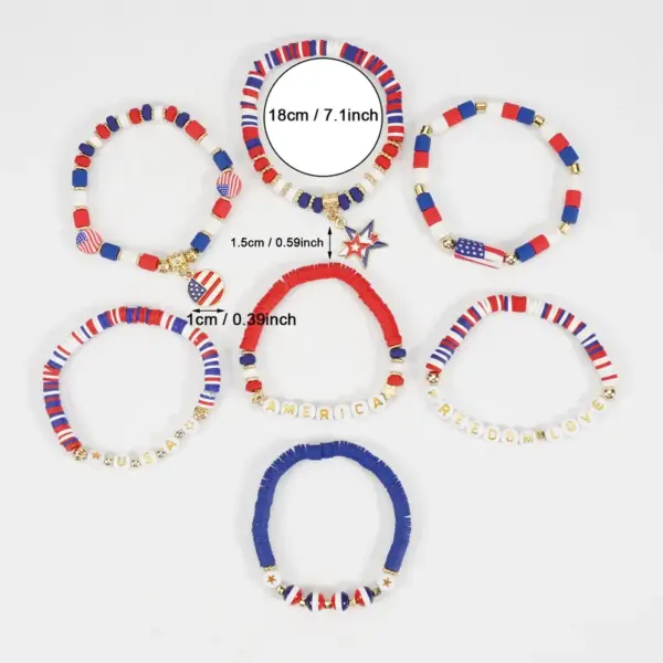 oly-80e61afdcaf26cc9723e37fca839fb28 Wholesale Patriotic Independence Day Flag Bracelet Veterans Day Bracelet Geometric Imitation Pearl