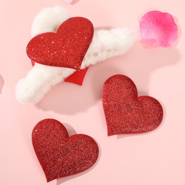 oly-80f2a617d86fa0b26eb7cda9ce83ef6d Wholesale 1 Set Valentine's Day gift charming love plush hair clip cute female gripper shark hairpin headdress shredded hair side clip