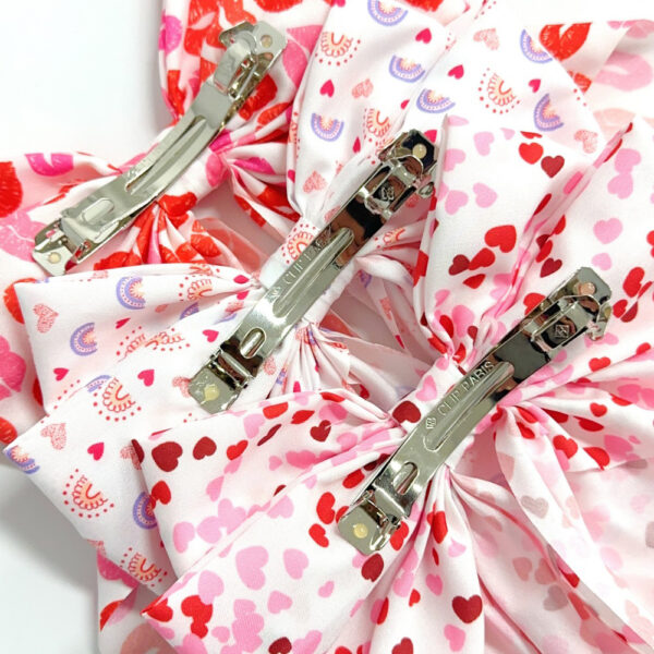 oly-8105e95d0b1cac39c0c095aa5020d61d Wholesale valentine's day bow ribbon spring clip heart-shaped red lip printing hair clip hair accessories