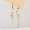 Wholesale Spiral Ear Line Earrings For Women With Copper And Zircon Inlay, Featuring 925 Sterling Silver Ear Pins In Gold