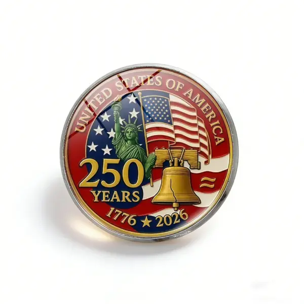 Wholesale American Flag Pin In 304 Stainless Steel Featuring Gem Inlay, Perfect For American National Day