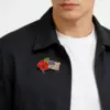 Wholesale Electroplated Alloy Flowers Pin, Flag Brooches For Independence Day Celebration