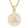 oly-81471d74dca89ec6adbc71f0dc479778 Wholesale PVD Coated 18K Gold Plated Round Letter 304 Stainless Steel Titanium Steel Fashion Waterproof Non Tarnish 304 Stainless Steel Pendant Necklace