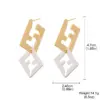 Wholesale Hypoallergenic Letter Drop Earrings For Women With 0.03µm KC Golden Plated Copper And UV Plating