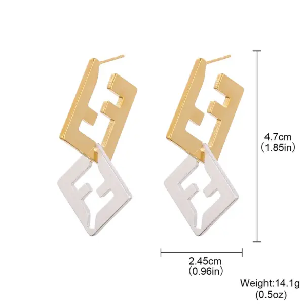 Wholesale Hypoallergenic Letter Drop Earrings For Women With 0.03µm KC Golden Plated Copper And UV Plating