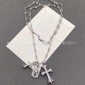 Vintage silver three pendant necklace