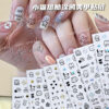 Wholesale Trendy Graffiti Nail Stickers Cartoon Letter Rabbit Decals Hand-Painted Cat and Puppy Nail Stickers Ins Style