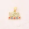 oly-817ba13c794b24d733c28433dbd705e7 Wholesale 1 Pc/Package 12.5x17mm 15x11mm 19x10mm Hole 3~3.9mm 5x3.5mm Copper Zircon 18K Gold Plated Ice Cream Letter American Flag Polished Pendant