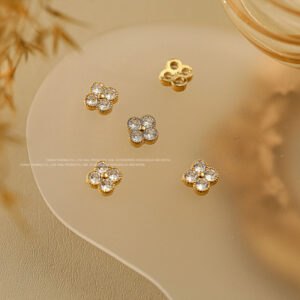 Single White Zircon Four-leaf Clover-Gold #07