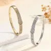 Wholesale Sparkly Waterproof Non Tarnish Bangle For Women In Copper With Real Gold Plated UV Plating And Zircon Inlay