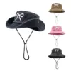 Wholesale Butterfly Embroidered Cotton Wide Brim Bucket Hat For Adults, Casual Outdoor Style
