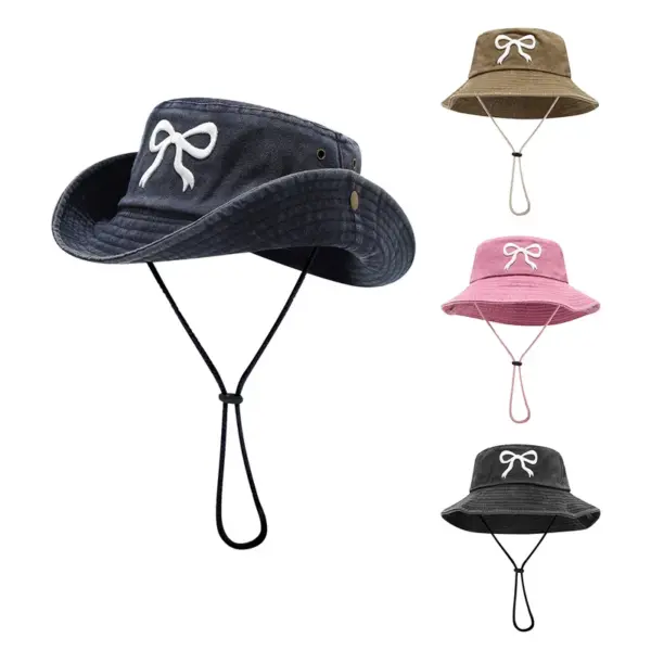 Wholesale Butterfly Embroidered Cotton Wide Brim Bucket Hat For Adults, Casual Outdoor Style